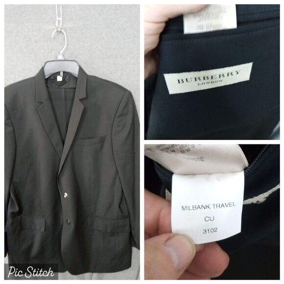 Burberry Blazer Milbank Travel 3102 Black Lightweight 54R - Picture 1 of 10